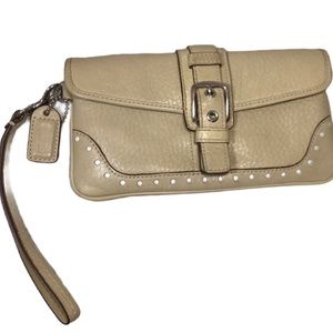 Coach Cream Leather Wristlet Wallet